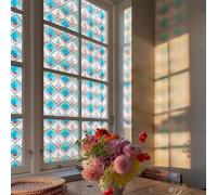 Stained Glass Window Film, Window Privacy Static Cling Frosted Window Film for Glass Decorative Window Privacy Film for Bathroom, Refraction Narrative 60X90CM