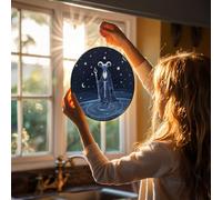 Stained Glass Window Hanging 6in Window Suncatcher Glass Panel with Metal Chain Aries Secret Astrology Master Sun Catchers Wall Art Home Decor Gift for Women Mother's Day