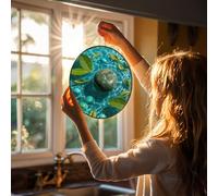Stained Glass Window Hanging 6in Window Suncatcher Glass Panel with Metal Chain Marble Turquoise Ocean Tea Sun Catchers Wall Art Home Decor Gift for Women Mother's Day