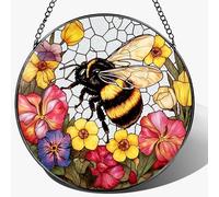 Stained Glass Window Hanging, 8 Inch Bee Stained Glass Ornament, Suncatchers for Windows Hanging, Window Decor, Gift for Garden Lover, Teacher Gift, Holiday, Birthday Gifts for Women Mom and Grandma