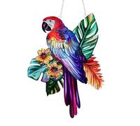 Stained Glass Window Hanging Birds, Artorama Parrot Suncatchers for Windows Hanging Hummingbird Gifts Stained Glass Panels Bird Decor for Garden, Home Sun Catcher Glass Art Hanging Decor (Colorful)