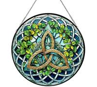 Stained Glass Window Hanging, Celtic Knot Stained Suncatcher for Window Hanging, Sun Catchers Indoor Windows Wall Art Ornament, Gifts for Mom Grandma, Celtic Knot for Christmas Decor, for Home Garden