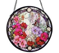 Stained Glass Window Hanging Colorful Flower Suncatcher, Floral Sun Catcher for Windows, Doors & Home Decor, Decorative Gift for Grandma, Nana, Women for Mother's Day Birthday