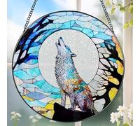 Stained Glass Window Hanging, Stained Glass Suncatcher, Wolf Sun Catcher, Window Decor, Wolf Lover Gift, Gifts for Fathers Day, Christmas or Birthday Gift, Gifts for Men Him Dad Grandfather Son