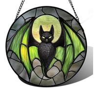 Stained glass window hangings, raven window light catchers, Halloween Gothic window hanging decorations, castle purple smoke, garden, family, ghost raven, sun catcher, spooky gift.