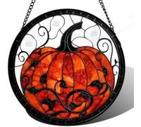 Stained glass window hangings, raven window light catchers, Halloween Gothic window hanging decorations, castle purple smoke, garden, family, ghost raven, sun catcher, spooky gift.