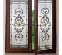 Stained Glass Window Privacy Film 45x100cm Retro Kitchen Bathroom Static Cling Romovable Skylight Opaque Stickers Films for Glass Windows Doors (2, D, 45W x 100H cm)