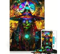 Stained Glass Witch 1000 Pieces Jigsaw Puzzles for Adults Smart Game Stress Release Pattern Assembly Xmas Surprise 50x75cm