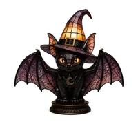 Stained Glass Witch Hat, Halloween-Theme Desk Lamp - Retro Gothic