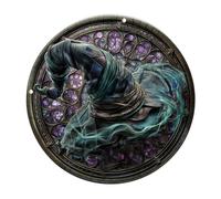 Stained Glass Witch Hat Wall Hangings Halloween Suncatchers Decor For Balconies & Outdoor Spaces Colorful Glass Panel