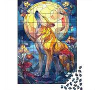Stained Glass Wolf Artwork Jigsaw Puzzles Puzzle for Adults Kids. 1000 Pieces Impossible Challenge Toy Educational Game Home Decoration for Educational Games Gifts 38x26cm/1000pcs