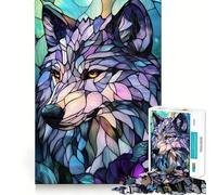Stained Glass Wolf Jigsaw Puzzles for Adults 1000 Pieces Mental Logic Toy Gentle Relax Firm Cut Santa Wish List 50x75cm