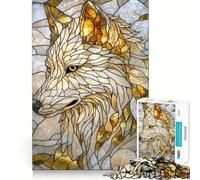 Stained Glass Wolf Portrait Hard Jigsaw Puzzle for Adults 1000 Pieces Smart Toy Casual Fun Accurate Cut Artistic Gift 50x75cm