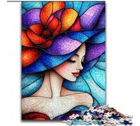 Stained Glass Woman 1000 Piece Jigsaw Puzzles, Decompressing Intellectual Educational Toy Educational Game for Birthday, Chrismas (26x38cm)