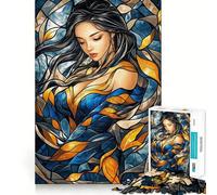 Stained Glass Woman 1000 Piece Jigsaw Puzzles for Adults Teenagers Brain Game Mind Calm Exact Cut 50x75cm