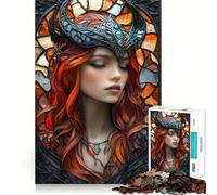 Stained Glass Woman Jigsaw 1000 Pieces for Teenagers Mind Exercise Toy Relaxing Fun Design Assembly Perfect Present 50x75cm