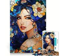 Stained Glass Woman Jigsaw Puzzles for Adults 1000 Piece Smart Reason Toy Family Bond Smooth Edge Art Display 38x52cm