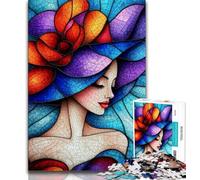 Stained Glass Woman Jigsaws Puzzles 1000 Pieces for Adults Gifts,Brain Intelligence Challenge Addictive Toys for Home Decoration (50x75cm)