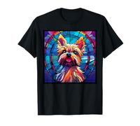 Stained Glass Yorkie Dog Mom Dad New Puppy T-Shirt