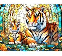Stained Glass Zoo - Tigers
