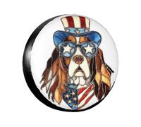Stained Glasss English Springer Spaniel Dog Tire Cover Dustproof Wheel Cover Waterproof Wheel Protection Covers For Auto Vehicle Trailer 16inch