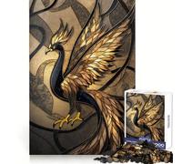Stained Gold Phoenix Rise Adults Puzzles 1000 Piece Jigsaws Mind Exercise Toy Relaxed Mind Design Assembly Santa Wish Gift 38x52cm