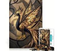 Stained Gold Phoenix Rise Jigsaw Puzzles 1000 Pieces for Adults Boost Recall Relax Mind Accurate Edge Santa Wish List 50x75cm