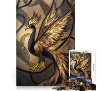 Stained Gold Phoenix Rise Jigsaw Puzzles 1000 Pieces for Adults Boost Recall Relax Mind Accurate Edge Santa Wish List 50x75cm