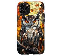 Stained Mosaic Owl with Fiery Autumn Glow Case for iPhone 11 Pro