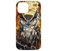 Stained Mosaic Owl with Fiery Autumn Glow Case for iPhone 14