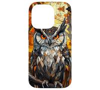 Stained Mosaic Owl with Fiery Autumn Glow Case for iPhone 14 Pro