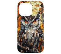 Stained Mosaic Owl with Fiery Autumn Glow Case for iPhone 14 Pro Max