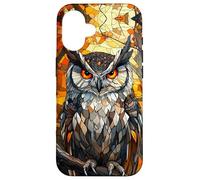 Stained Mosaic Owl with Fiery Autumn Glow Case for iPhone 16