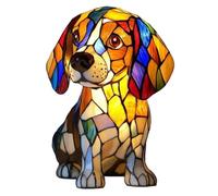 Stained Resin Dog Tabletop Night Light,Stained Glass Dogs Lamps, Dog Series Art Night Light, Themed Bedside Table Lamps Art Lights, for Home Bedroom Decor (Beagle)