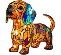 Stained Resin Dog Tabletop Night Light,Stained Glass Dogs Lamps, Dog Series Art Night Light, Themed Bedside Table Lamps Art Lights, for Home Bedroom Decor (Dachshund)