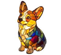 Stained Resin Dog Tabletop Night Light,Stained Glass Dogs Lamps, Dog Series Art Night Light, Themed Bedside Table Lamps Art Lights, for Home Bedroom Decor (Corgi Sitting)