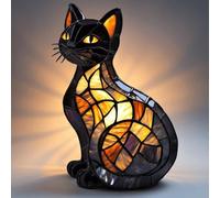 Stained Resin Persian Cat Lamp, Room Tabletop Bright Cute LED Dog Night Light for Daily or Festival Decor (cat #C)