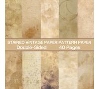 Stained Vintage Paper Scrapbook Paper 40 Pages 20 Sheets: Double Sided Pattern Paper for Scrapbooking, Card Making, Origami, DIY and More
