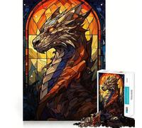 StainedGlass Dragon 1000 Pieces Jigsaw Puzzles for Adults Smart Game Stress Release Pattern Assembly Xmas Surprise 50x75cm