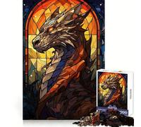 StainedGlass Dragon 1000 Pieces Jigsaw Puzzles for Adults Smart Game Stress Release Pattern Assembly Xmas Surprise 50x75cm