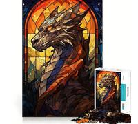 StainedGlass Dragon Jigsaw Puzzles 1000 Pieces for Teenagers Thought Toy Shared Fun Precise Edge Santa Wish Item 38x52cm