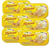 Stainhaure Canned Easy Open Cod Liver | Foods | Healthy & Delicious Food | Tasty Spread on Bread | Canned Fish | 120g (Pack of 6)