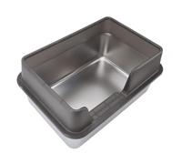 Stainl Steel Litter Stainl Steel Litter Pan Spl Proof Large Open Top High Side Litter Pan with Scoop Large Gray Box Equipped a Lid Features to Keep It Any Does (Large Black)