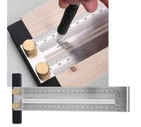 Stainl Steel T Type Hole Ruler Scri Gauge Woodworking Marking Tool with Automatic Pencil the -engraved Scales This C Easy to Ruler Every This Easy That Cuts (200mm marking