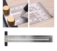 Stainl Steel T Type Hole Ruler Scri Gauge Woodworking Marking Tool with Automatic Pencil the -engraved Scales This C Easy to Ruler Every This Easy That Cuts (300mm marking