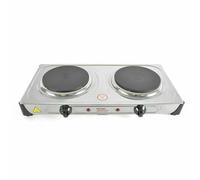 Daewoo Double Hot Plate Electric Hob - 2500W Tabletop Hob with 2 Ring Heating Plates, Portable & Compact - Ideal for Student Living, Camping, Caravans & Emergency Cooking