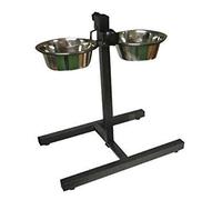 Stainless Adjustable Double Diner Steel Bowls Food Feeding Pet Dog Bowls Stand