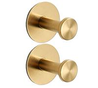 Stainless Bathroom Hooks-Adhesive Shower Hooks 2 Pack for Loofah and Towels | Removable Truncated Wall Hooks, No Tunneling Installation for Bathroom, Closet, Kitchen, Hat