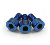 Stainless/Black Alloy Steel/Titanium - Floyd Rose Style Guitar Locking Nut Screws Set - MonsterBolts (Qty 4, Titanium - Blue)