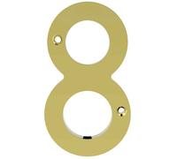 Stainless Brass Door Number 8 75mm Height 4mm Depth House Numeral Plaque